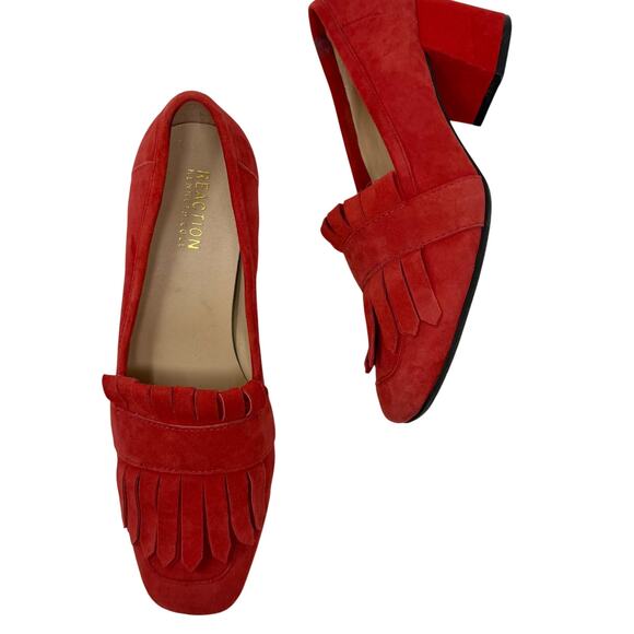 Kenneth Cole Reaction Michelle Loafer Pumps Womens size 7.5 M Red Suede - Picture 16 of 16